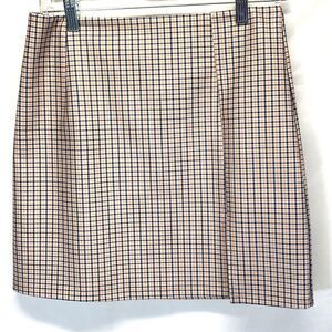 French Kiss Mini Skirt Large Pink Check Straight Front Slit Zip Close RN149044